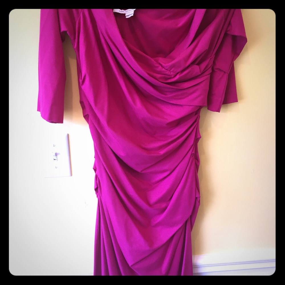 DVF Bentley Hot Pink Ruched Dress